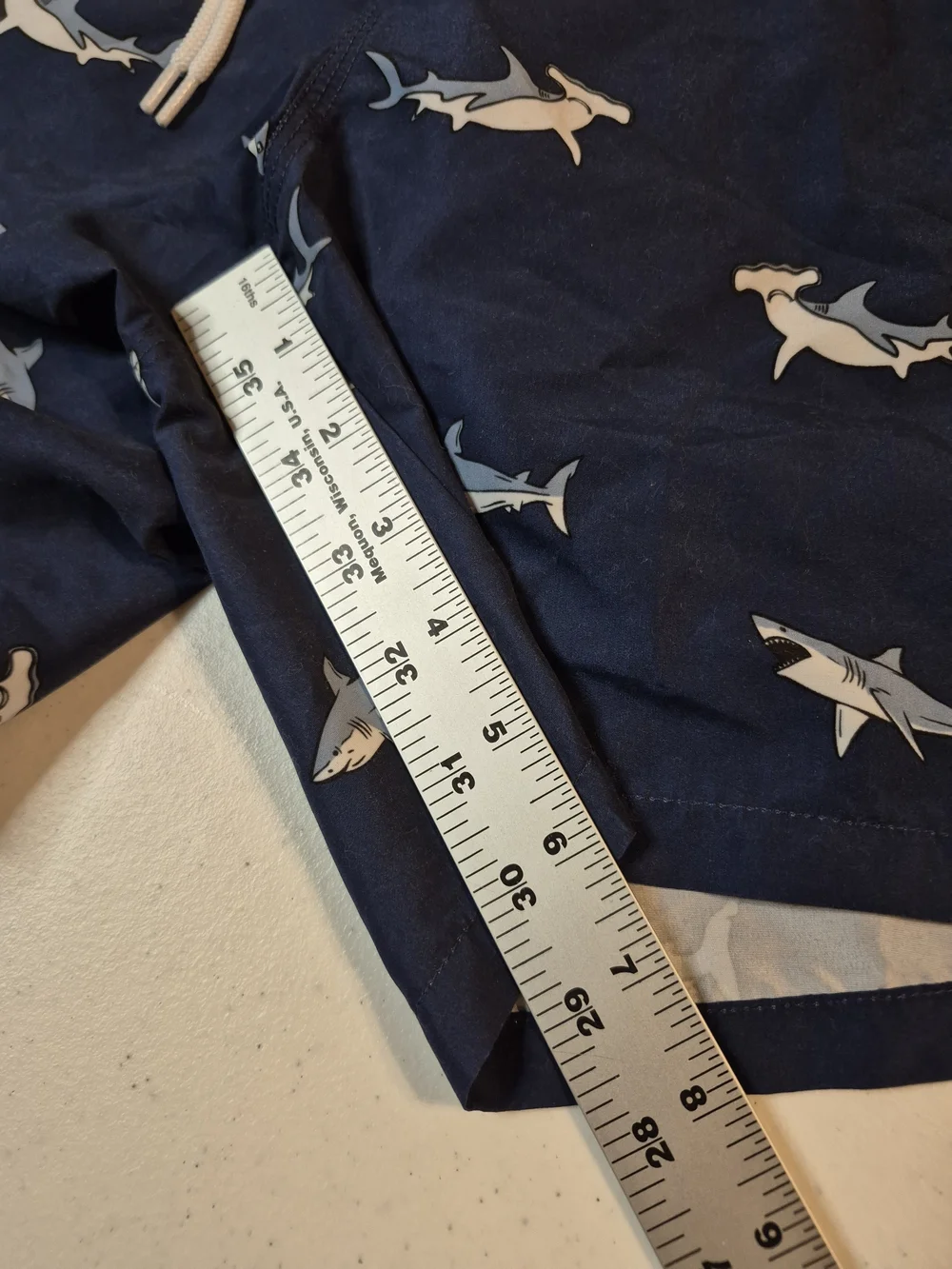 Worldwide Surf Rider Men's Navy Hammerhead Shark Swim Trunks 4837